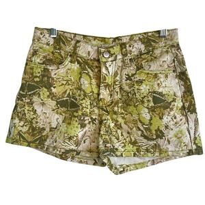 Urban Outfitters BDG Dipped V-Front Botanical Print Denim Shorts Size 27" (4)